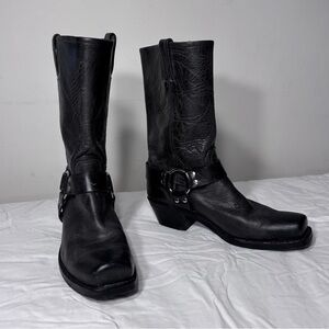 Frye Black Leather Moto Boots W 9.5M